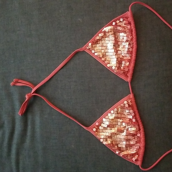 Victoria's Secret Sparkly Triangle Bikini Top SzS